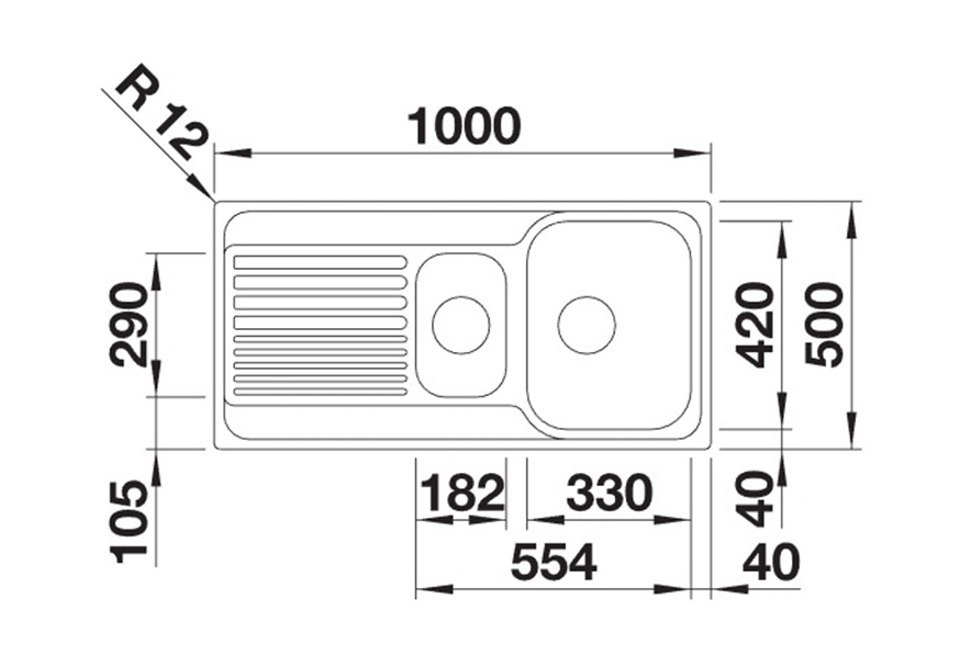 blanco-inox-tipo-ii-6-s-526620-dimenzije inox sudopere blanco