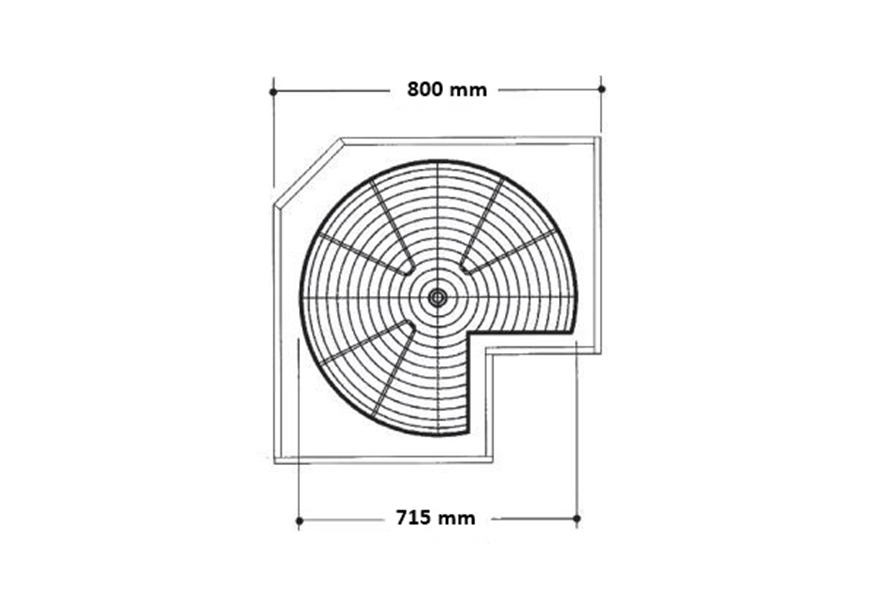 zicani-element-okretna-korpa-3-4-kruga-hrom-fi-715mm-dimenzije kuhinjski ugaoni žičani element