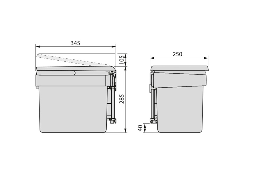 emuca-kanta-m45-dimenzije Kanta za otpad EMUCA M-45