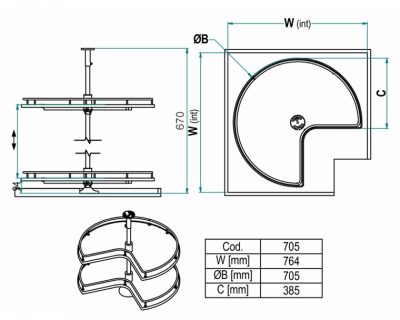 žičani element za ugaoni element u kuhinji