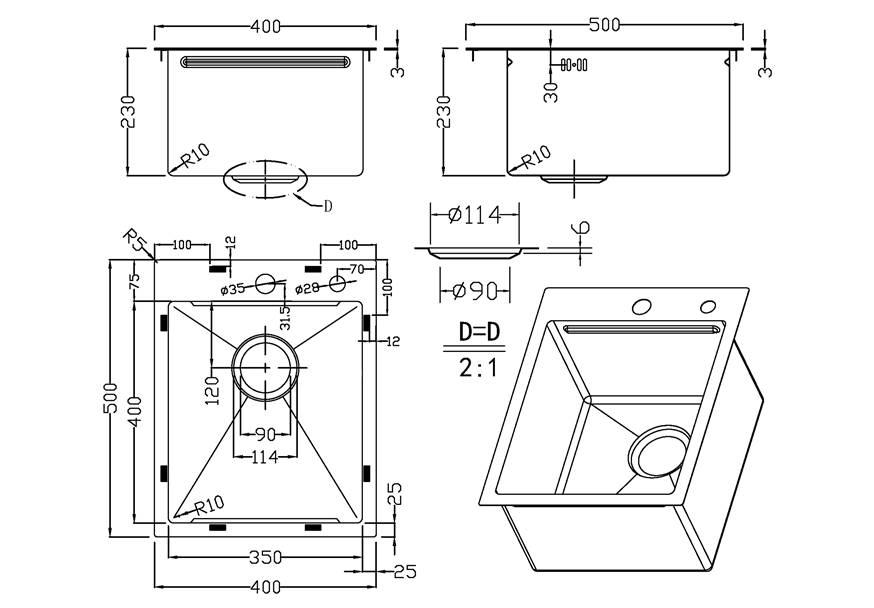 sandonna-HD4050r-tehnicki-crtez sudopere sandonna tehnički crteži