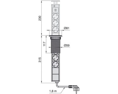 izvlačna utičnica emuca pop-up