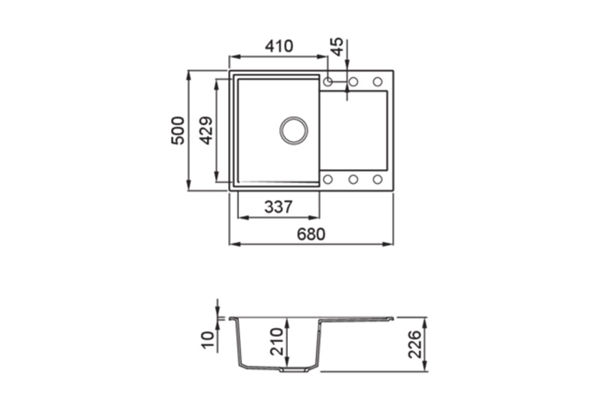 elleci-easy-135-dimenzije granitne sudopere elleci easy 135 granitek
