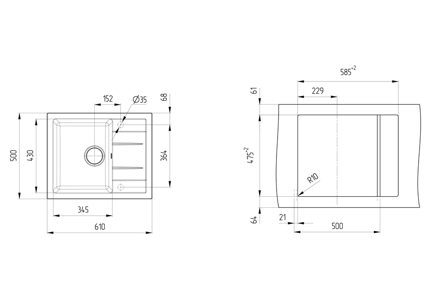 granitne-sudopere-ulgran-u-607-dimenzije- granitne sudopere ulgran u-607
