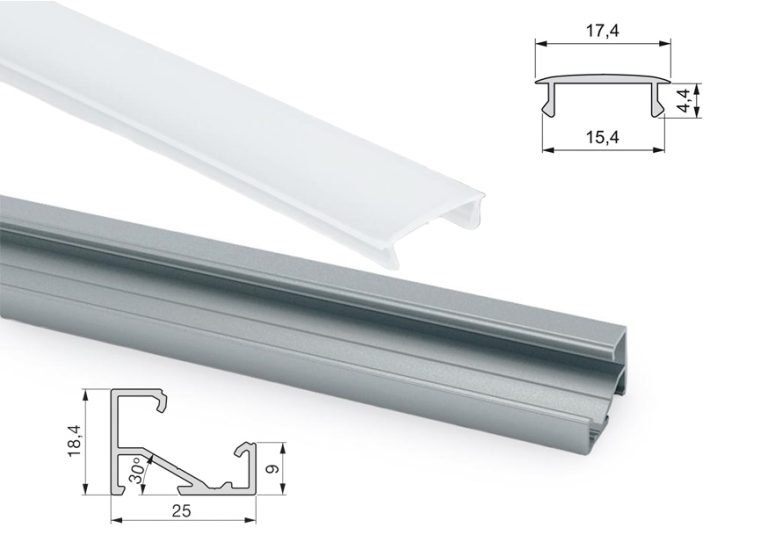 LED PROFIL NADGRADNI UGAONI SA MLEČNIM DIFUZOROM, dužine 2,9 metara ...