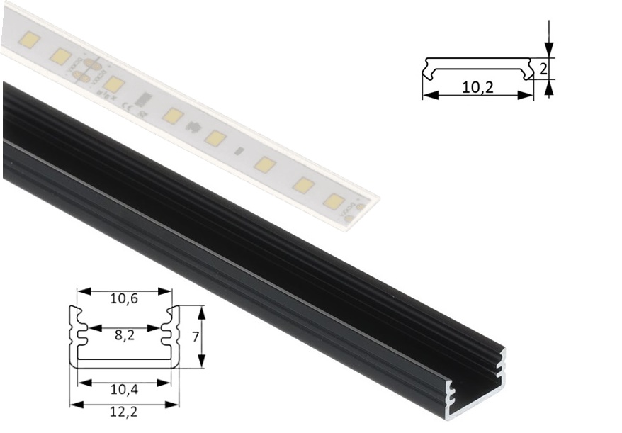 nadgradna-crna-sina-za-led-traku-hranipex-f004439-mlecni-difuzor aluminijumski profili za led trake