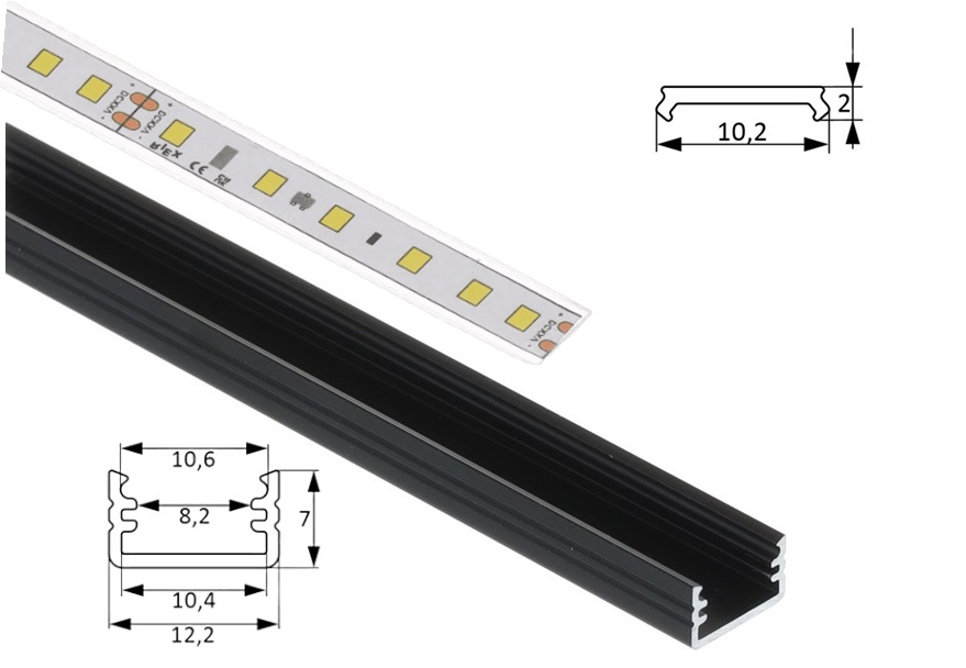 nadgradna-crna-sina-za-led-traku-hranipex-f004439-providni-difuzor aluminijumski profili za led trake