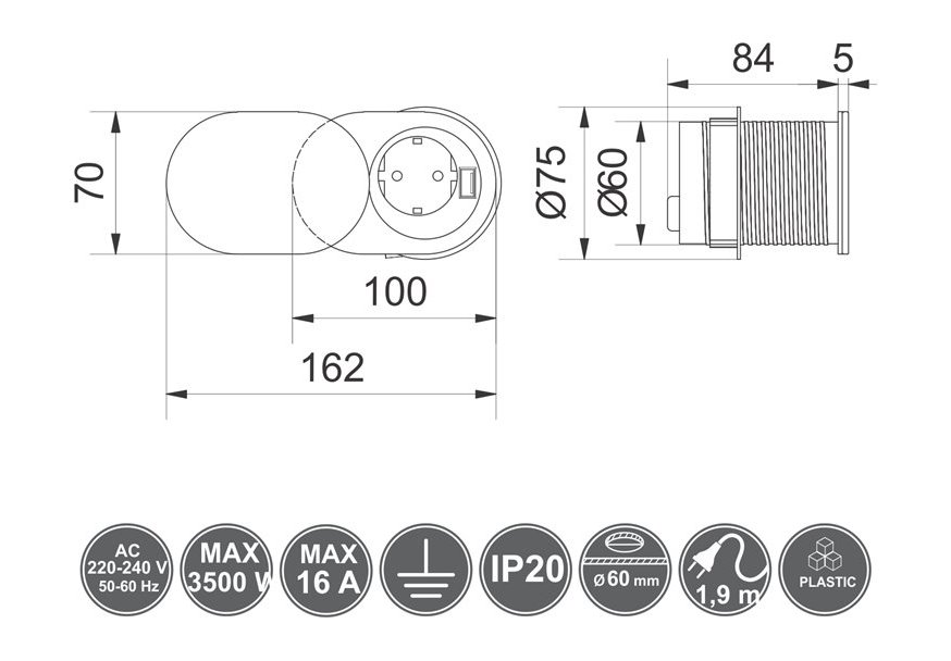 gtv-slide-AE-BPW1U1UCH-51-dimenzije modularna utičnica gtv slide
