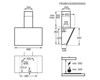 ELECTROLUX LFV439K dekorativni aspirator širine 90cm