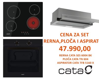 CATA SET: SES 6004 BK rerna + TN 604 staklokeramička ploča + TFB 5160 X aspirator
