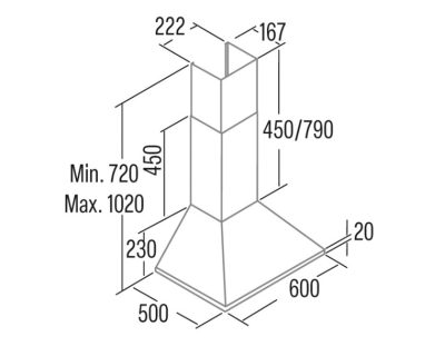 CATA OMEGA 600 BK dekorativni aspirator širine 60cm
