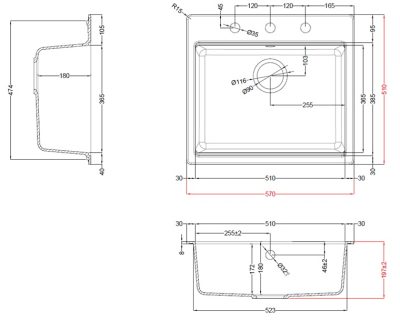 Granitne sudopere ELLECI TIME 105 570x510mm GRANITEK