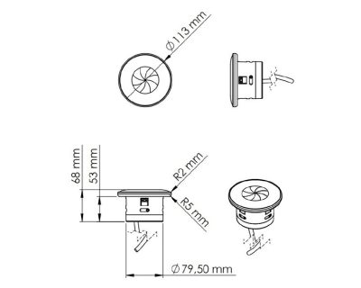 UTIČNICA DIGITEL IRIS BELA i CRNA, ROZETNA ZA KABLOVE