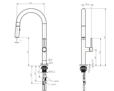 Slavina SANDONNA CHARLOTTE CRNA MAT SA TUŠEM visok pritisak