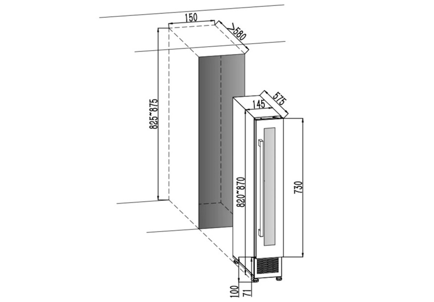 ugradna-potpultna-vinska-vitrina-CAVIN-ARCTIC-COLLECTION-15-dimenzije CAVIN ARCTIC COLLECTION 15 potpultno ugradna vinska vitrina