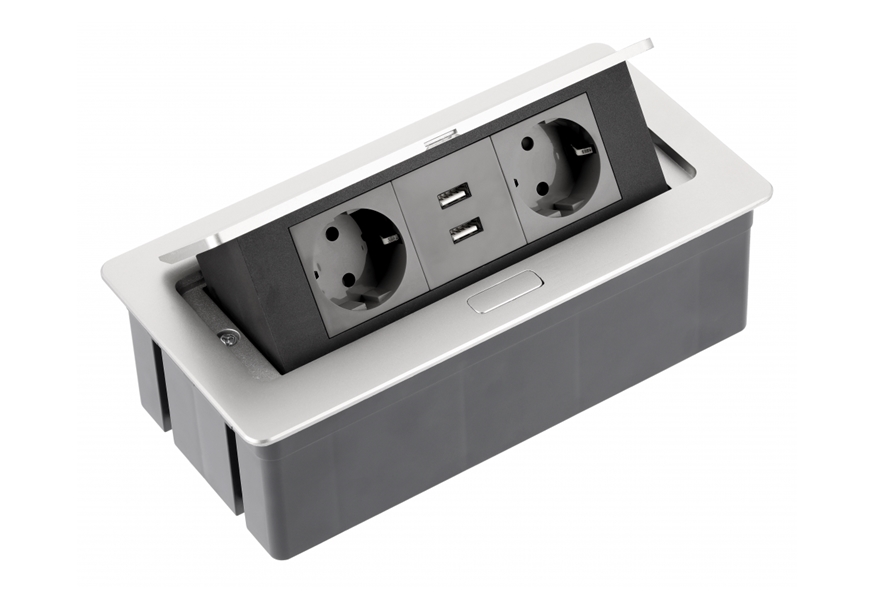 gtv-uticnica-konzola-teleblok-AE-PBSUC2GS-53-2xsuko+usb-srebrna- ELEKTRIČNA KONZOLA/UTIČNICA GTV TELEBLOK