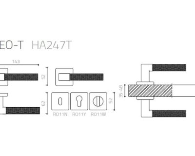 Kvaka za vrata sa rozetom LEO-T HA247 crna mat