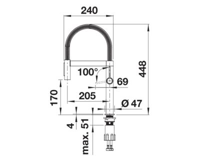 Slavina Blanco Culina-S II mini sa tušem saten dark steel