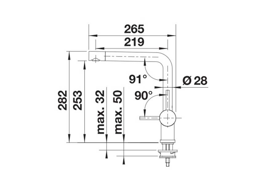 slavina-blanco-linus-saten-dark-steel-527732-dimenzije-bocni-pogled Slavina Blanco Linus SATEN DARK STEEL
