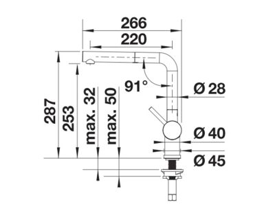 Slavina Blanco Linus-S SATEN DARK STEEL sa tušem