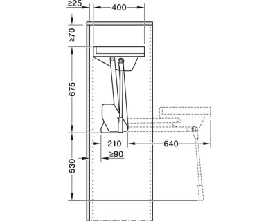KESSEBÖHMER CONERO LIFT TOP 98-117cm ANTRACIT