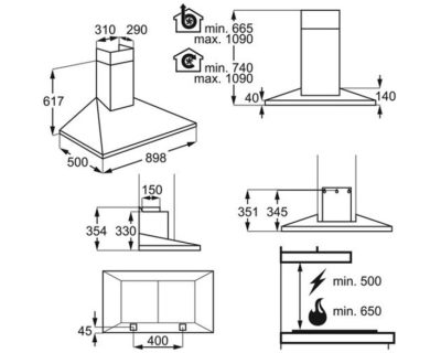 AEG DKB4950M dekorativni aspirator širine 90cm