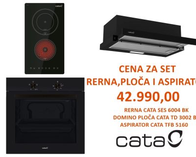 CATA SET: SES 6004 BK rerna + TD 3002 BK domino staklokeramička ploča + TFB 5160 BK aspirator