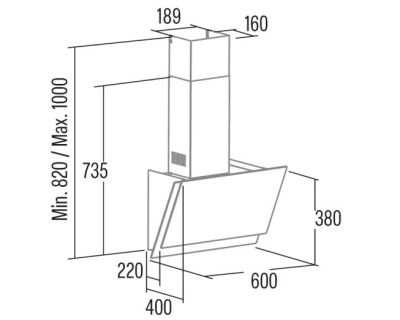 CATA JUNO+ 6000 GBK dekorativni aspirator širine 60cm