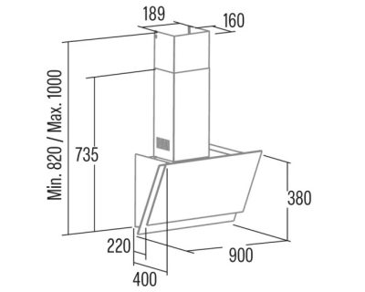 CATA JUNO+ 9000 GBK dekorativni aspirator širine 90cm