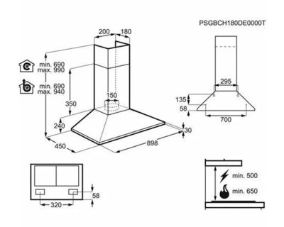 ELECTROLUX LFC319X dekorativni aspirator širine 90cm