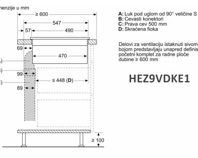 SET KANALICA ZA BOSCH ploča sa integrisanim aspiratorom