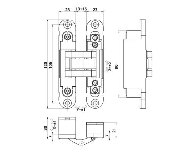 Skrivena šarka za vrata OTLAV MODEL 230 / 60kg
