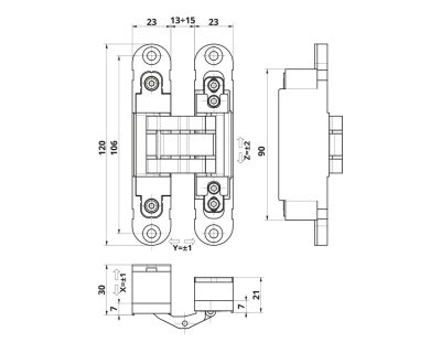 Skrivena šarka za vrata OTLAV MODEL 235 / 40kg