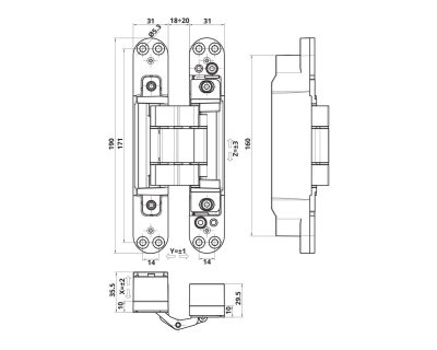 Skrivena šarka za vrata OTLAV MODEL 310 / 120kg