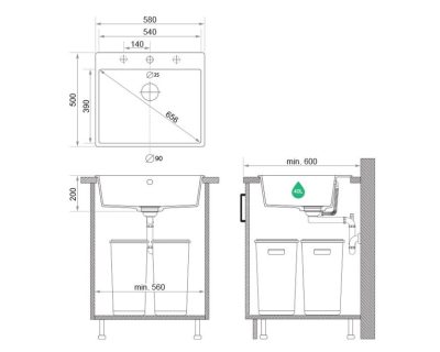 Granitna sudopera KANDO RIGA 60