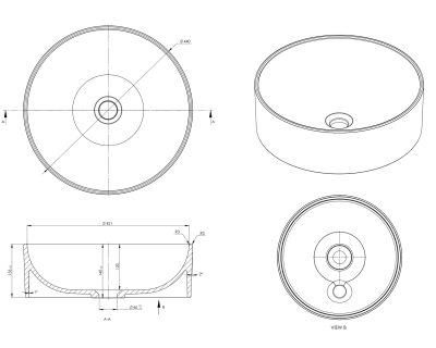 SANDONNA CIRCLE MAT CRNA nadgradni umivaonik Ø440mm