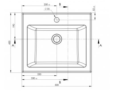 SANDONNA TIMO BELI nadgradni umivaonik 500x400x130mm