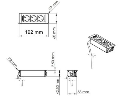 Multifunkcionalna plitka utičnica DIGITEL SLIM FRAME 3 CRNA