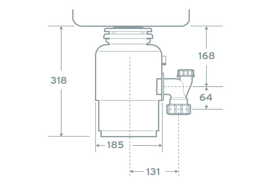 meljac-drobilica-insinkerator-e-75-dimenzije MELJAČ BIO OTPADA INSINKERATOR ISE E 75