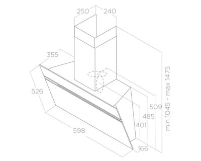ELICA STRIPE CRNI BL/A/60 dekorativni aspirator širine 60cm