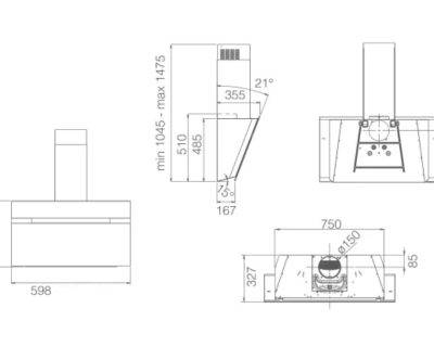 ELICA STRIPE CRNI BL/A/60 dekorativni aspirator širine 60cm