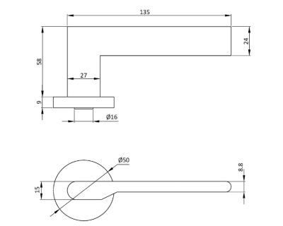 Kvaka za vrata sa rozetom ALBURY nikl mat