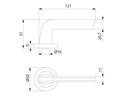 Kvaka za vrata sa rozetom PALBOX SIDNEY nikl brušeni