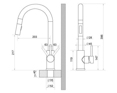 Slavina KANDO 901 sa tušem granit look