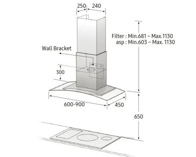 SAMSUNG NK24C5070DS/UR dekorativni aspirator širine 60cm