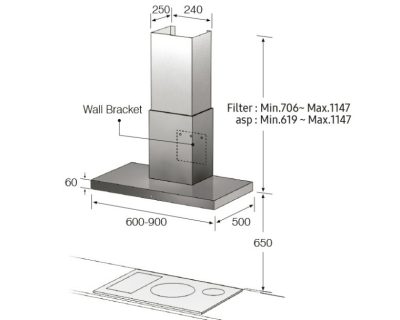 SAMSUNG NK24M5070BG/UR dekorativni aspirator širine 60cm