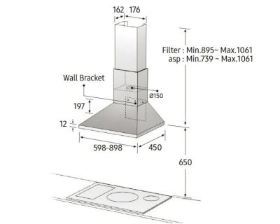 SAMSUNG NK24M3050PS/U1 dekorativni aspirator širine 60cm