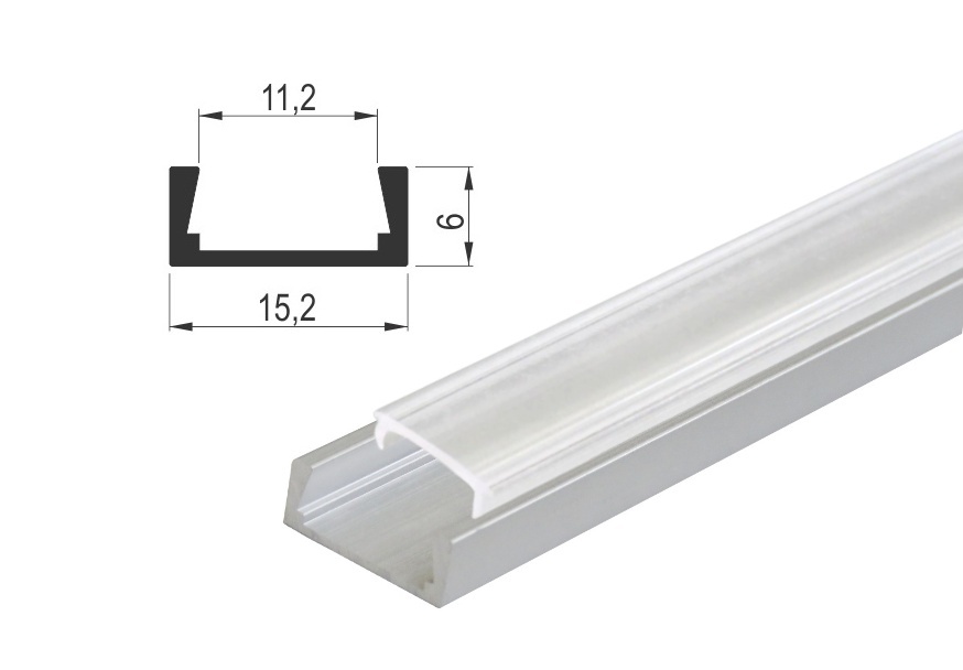 alu-profil-za-led-rasvetu-1506-srebro-mat-sa-providnim-difuzorom LED PROFIL N 1506 NADGRADNI SA DIFUZOROM