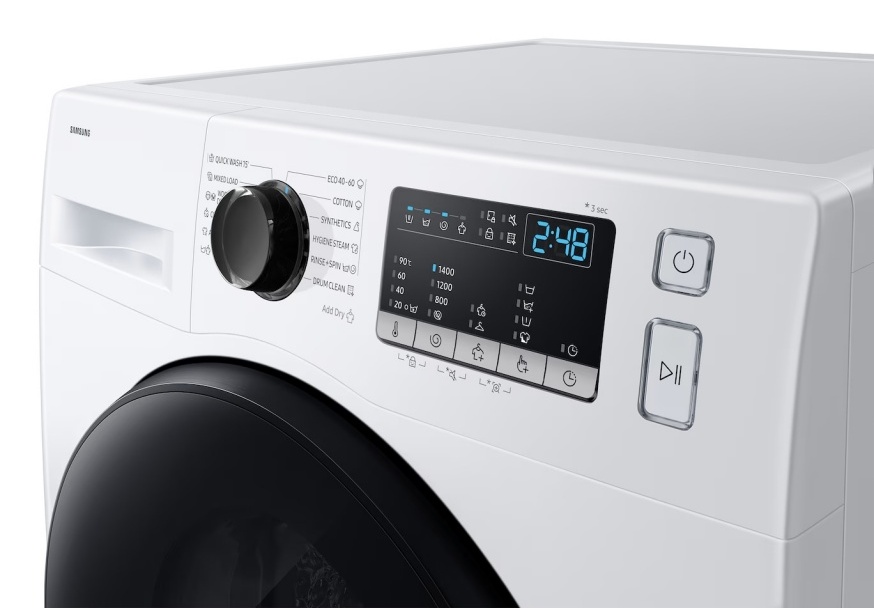 masina-za-pranje-i-susenje-vesa-samsung-wd80hg4u04bele-displej-i-komande SAMSUNG WD80HG4U04BELE mašina za pranje i sušenje veša 8/6kg, 1400 obrtaja