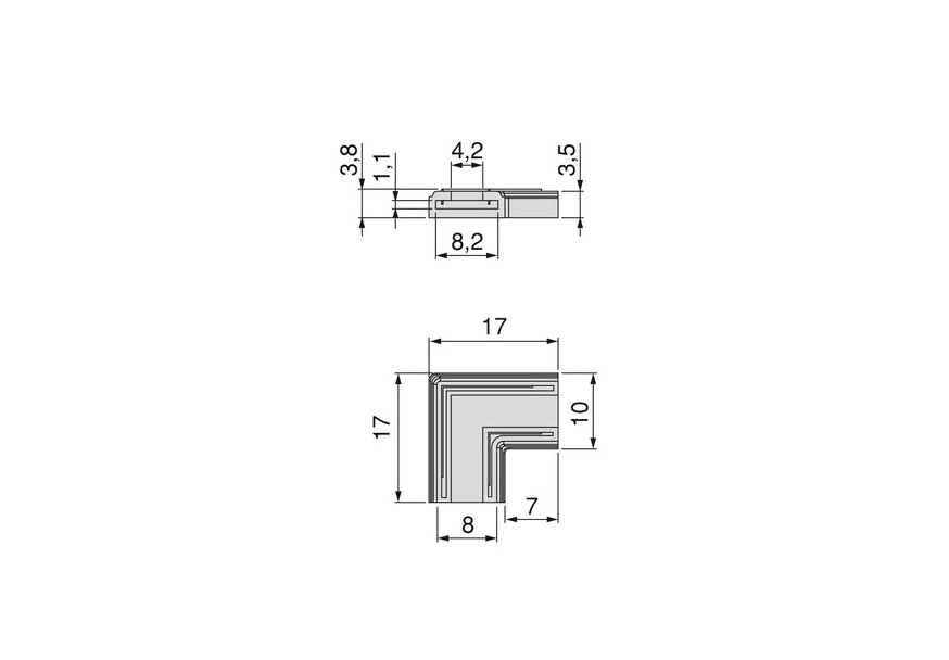 KONEKTOR-EMUCA-LYNX-Z-90°-5228120-DIMENZIJE LED TRAKA KONEKTOR LYNX Z 90°